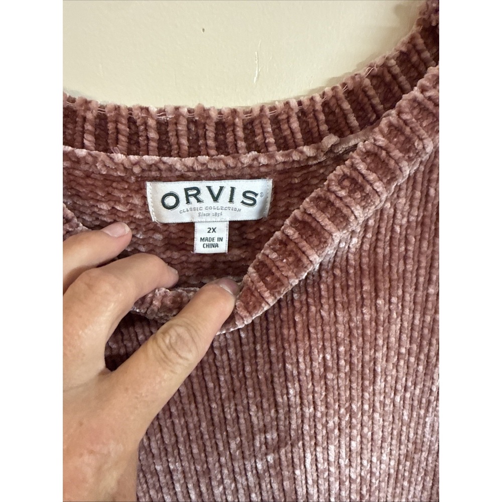 Orvis Womens Relaxed Fit Chenille Pullover Sweater Dusty Pink Rose Size 2x - Picture 3 of 4